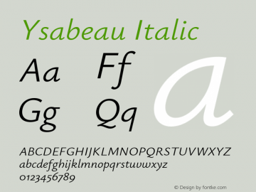 Ysabeau Italic Version 1.000图片样张