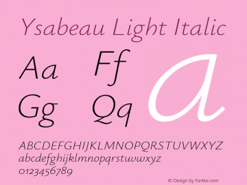 Ysabeau Light Italic Version 1.000图片样张