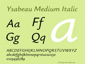 Ysabeau Medium Italic Version 1.000图片样张
