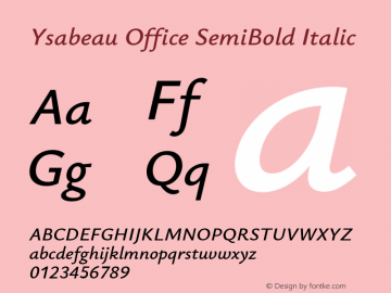 Ysabeau Office SemiBold Italic Version 1.000图片样张