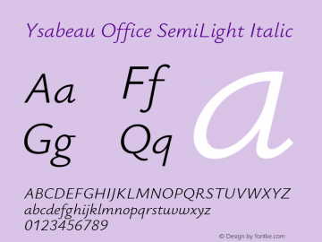 Ysabeau Office SemiLight Italic Version 1.000图片样张