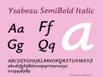 Ysabeau SemiBold Italic Version 1.000图片样张