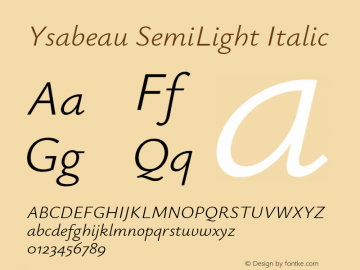 Ysabeau SemiLight Italic Version 1.000图片样张