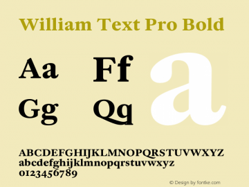 William Text Pro Bold Version 1.0; 2018图片样张