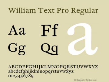 William Text Pro Regular Version 1.0; 2018图片样张