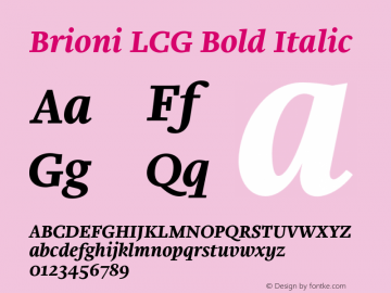 Brioni LCG Bold Italic Version 1.000;hotconv 1.0.109;makeotfexe 2.5.65596图片样张