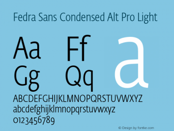 Fedra Sans Condensed Alt Pro  Light Version 4.1图片样张