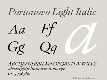 Portonovo-LightItalic Version 1.000图片样张