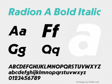 Radion A Bold Italic Version 1.000;hotconv 1.0.109;makeotfexe 2.5.65596图片样张