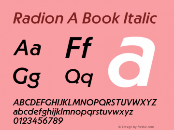Radion A Book Italic Version 1.000;hotconv 1.0.109;makeotfexe 2.5.65596图片样张