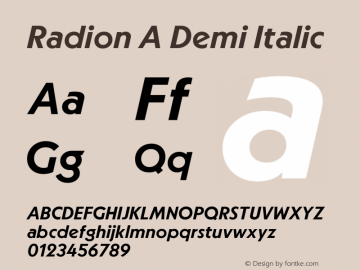 Radion A Demi Italic Version 1.000;hotconv 1.0.109;makeotfexe 2.5.65596图片样张