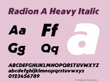 Radion A Heavy Italic Version 1.000;hotconv 1.0.109;makeotfexe 2.5.65596图片样张