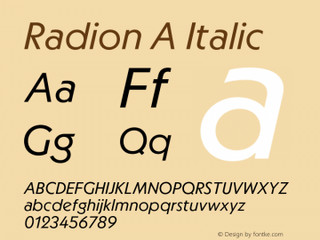RadionA-Italic Version 1.000;hotconv 1.0.109;makeotfexe 2.5.65596图片样张
