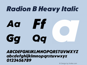 RadionB-HeavyItalic Version 1.000;hotconv 1.0.109;makeotfexe 2.5.65596图片样张
