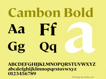 Cambon Bold Version 1.000;PS 1.0;hotconv 1.0.88;makeotf.lib2.5.647800图片样张