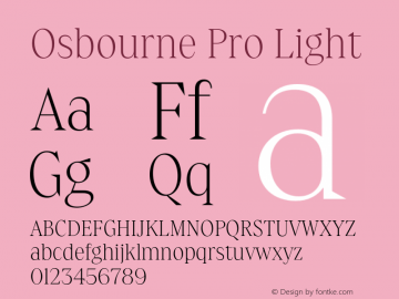 Osbourne Pro Light Version 1.000;hotconv 1.0.109;makeotfexe 2.5.65596图片样张