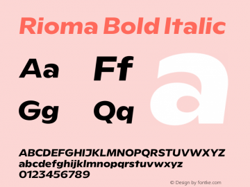 Rioma Bold Italic Version 1.000图片样张