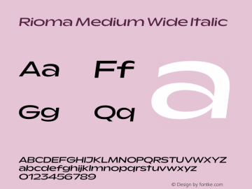 Rioma Medium Wide Italic Version 1.000图片样张