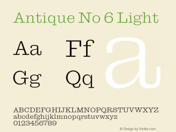 Antique No 6 Light Version 1.001;hotconv 1.0.117;makeotfexe 2.5.65602图片样张