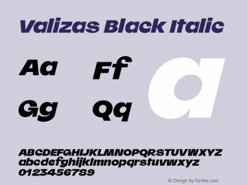 Valizas Black Italic Version 1.000图片样张