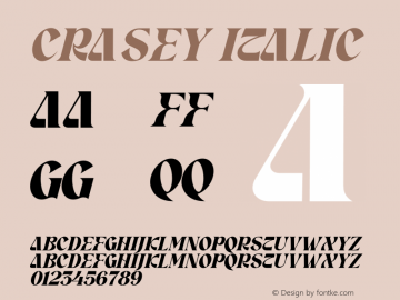CRASEY Italic Version 1.00;April 25, 2022;FontCreator 13.0.0.2680 64-bit图片样张