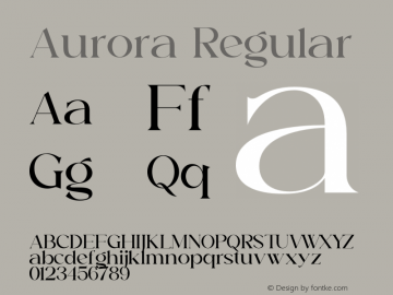 Aurora Version 1.00;April 15, 2022;FontCreator 13.0.0.2683 64-bit图片样张