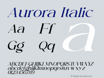 Aurora Italic Version 1.00;April 15, 2022;FontCreator 13.0.0.2683 64-bit图片样张