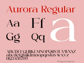 Aurora Version 1.00;April 15, 2022;FontCreator 13.0.0.2683 64-bit图片样张