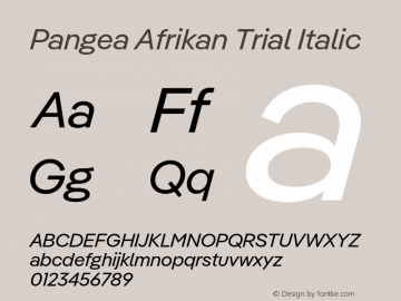 Pangea Afrikan Trial Italic Version 1.003图片样张