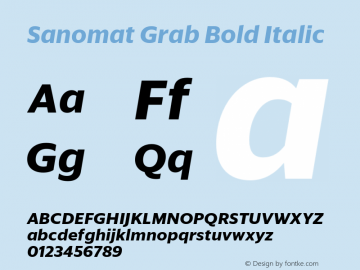 Sanomat Grab Bold Italic Version 1.001;PS 001.001;hotconv 1.0.72;makeotf.lib2.5.5900图片样张