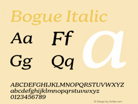 Bogue Italic Version 1.000;hotconv 1.0.109;makeotfexe 2.5.65596图片样张