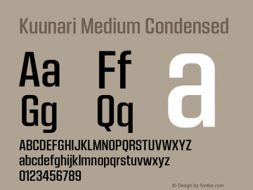 Kuunari Medium Condensed Version 1.000;PS 001.000;hotconv 1.0.88;makeotf.lib2.5.64775图片样张