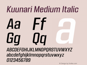 Kuunari Medium Italic Version 1.000;PS 001.000;hotconv 1.0.88;makeotf.lib2.5.64775图片样张