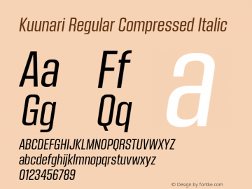 Kuunari Regular Compressed Italic Version 1.000;PS 001.000;hotconv 1.0.88;makeotf.lib2.5.64775图片样张