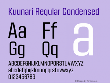 Kuunari Regular Condensed Version 1.000;PS 001.000;hotconv 1.0.88;makeotf.lib2.5.64775图片样张