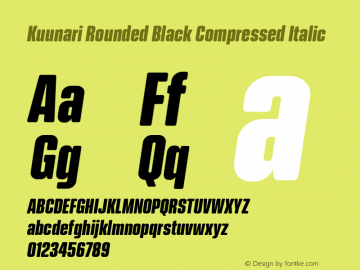 Kuunari Rounded Black Compressed Italic Version 1.000;PS 001.000;hotconv 1.0.88;makeotf.lib2.5.64775图片样张