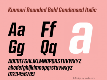 Kuunari Rounded Bold Condensed Italic Version 1.000;PS 001.000;hotconv 1.0.88;makeotf.lib2.5.64775图片样张