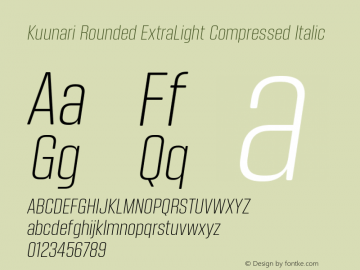 Kuunari Rounded ExtraLight Compressed Italic Version 1.000;PS 001.000;hotconv 1.0.88;makeotf.lib2.5.64775图片样张