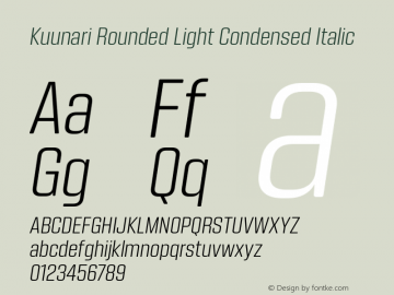 Kuunari Rounded Light Condensed Italic Version 1.000;PS 001.000;hotconv 1.0.88;makeotf.lib2.5.64775图片样张
