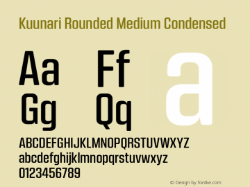 Kuunari Rounded Medium Condensed Version 1.000;PS 001.000;hotconv 1.0.88;makeotf.lib2.5.64775图片样张