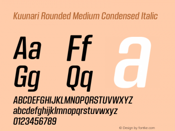 Kuunari Rounded Medium Condensed Italic Version 1.000;PS 001.000;hotconv 1.0.88;makeotf.lib2.5.64775图片样张