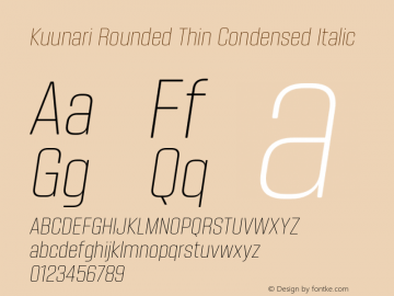 Kuunari Rounded Thin Condensed Italic Version 1.000;PS 001.000;hotconv 1.0.88;makeotf.lib2.5.64775图片样张