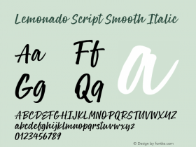 Lemonado Script Smooth Italic Version 1.000;PS 001.000;hotconv 1.0.88;makeotf.lib2.5.64775图片样张