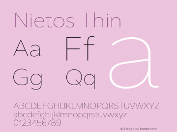 Nietos Thin Version 1.000;hotconv 1.0.109;makeotfexe 2.5.65596图片样张