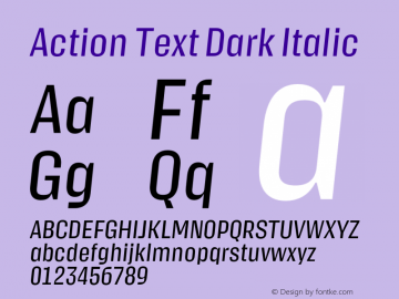 ActionTextDark-RegularItalic Version 1.000图片样张