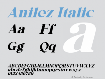 Anilez Italic Version 1.00;May 12, 2022;FontCreator 13.0.0.2683 64-bit图片样张