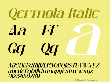 Qermola Italic Version 1.00;December 8, 2021;FontCreator 13.0.0.2680 64-bit图片样张