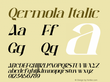 Qermola Italic Version 1.00;December 8, 2021;FontCreator 13.0.0.2680 64-bit图片样张