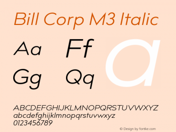 Bill Corp M3 Italic Version 3.000图片样张