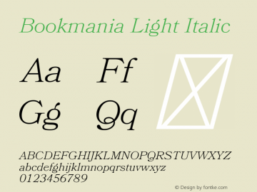Bookmania Light Italic Version 1.009图片样张